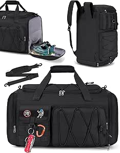 45L sporttas voor dames en heren, 3-in-1 reistas met schoenenvak en natvak, waterdichte gym-duffelbag, sporttas voor outdoor, fitness, Re