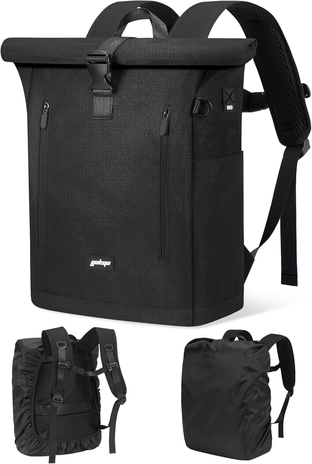 Rugzak voor dames en heren, rolltop-rugzak, waterdichte laptoprugzak, schoolrugzak met 15,6-inch laptopvak, vrijetijdsrugzak, dagrugzak voor de universiteit