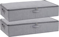 Set van 2 opbergboxen voor onder het bed, opbergbox met deksel, opvouwbare stoffen boxen met verstevigde handgreep en ritssluiting voor dekbedden, dekens, kleding, grijs, 80