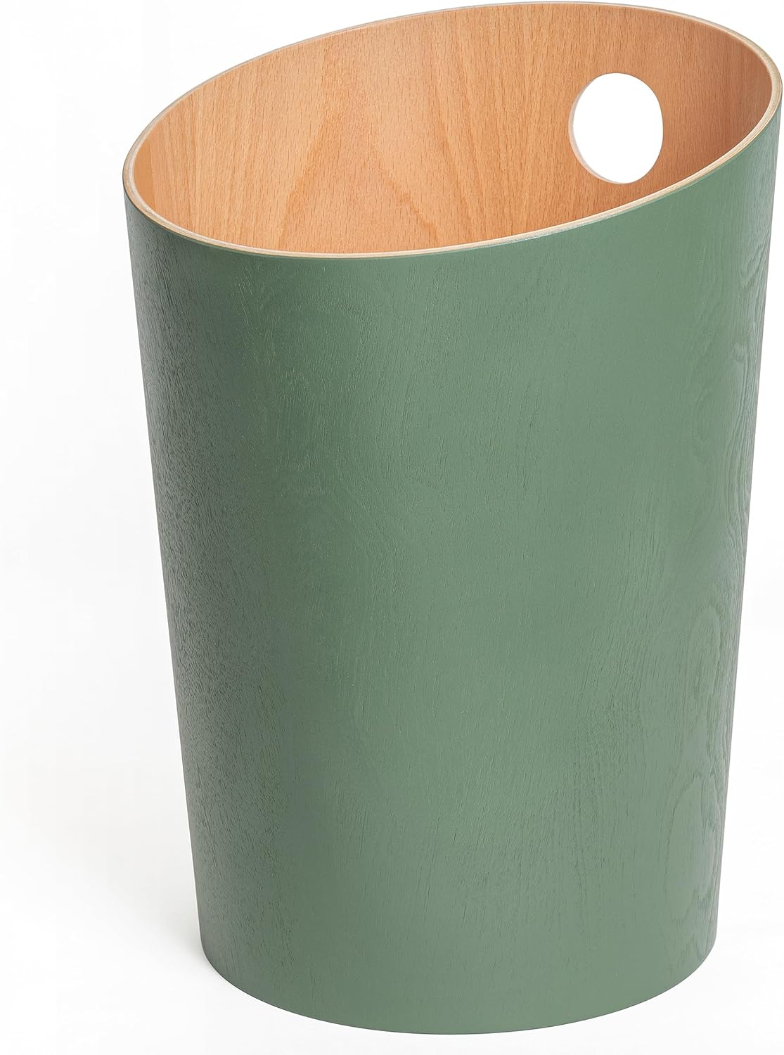 Prullenbak | Uniek design voor kantoor, slaapkamer, kinderkamer enz. | Prullenbak van echt houtfineer | Groen