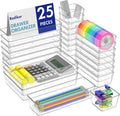 Lade-inzetstuk, lade-organizer, 25-delige make-uptafel-organizer in 4 maten, lade-organizer, make-up-organizer, lade-organizersysteem voor het bureau,