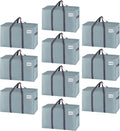 Opbergzak van 102 liter, opbergbox met deksel, verhuiszak met stevige handvatten en ritsen, alternatief voor verhuisdozen, opvouwbare kledingopbergtas (lichtblauw)
