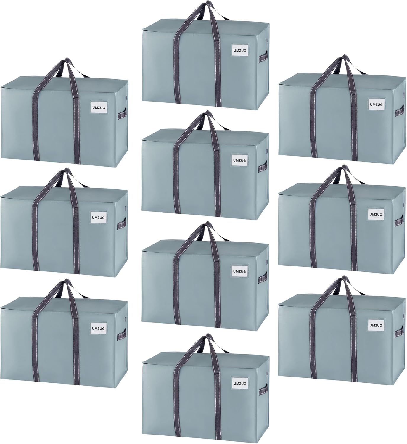 Opbergzak van 102 liter, opbergbox met deksel, verhuiszak met stevige handvatten en ritsen, alternatief voor verhuisdozen, opvouwbare kledingopbergtas (lichtblauw)