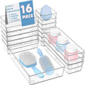 Lade-organizer, set van 16 make-uptafel-organizers in 4 maten, lade-organizer, make-up-organizer, lade-organisationssysteem voor bureau, kantoor, keuken