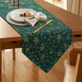 Kersttafelkleed, groen, met kerstboom en sneeuwvlokken, tafelkleed met warmdruk, kersttafeldecoratie, tafelkleed, tafellinnen, winter, kerst, keuken