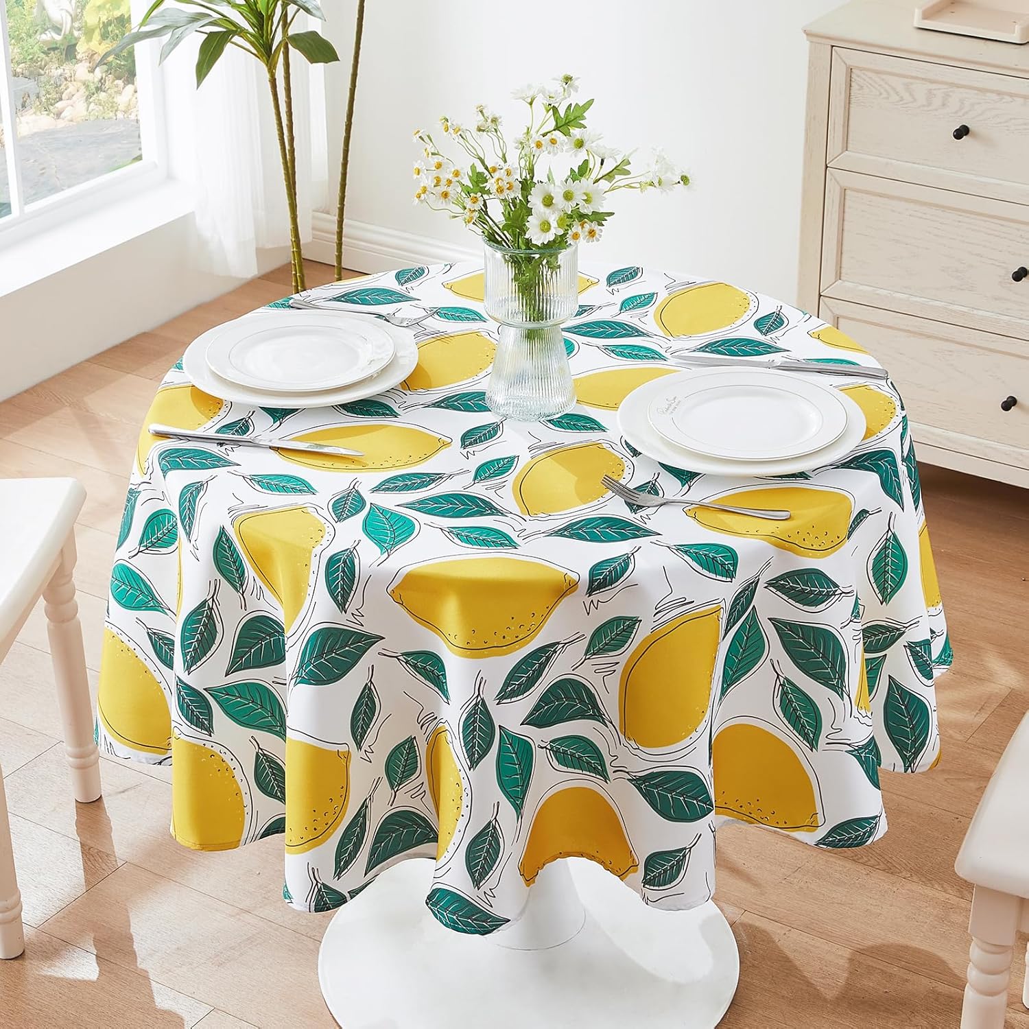 Rond tafelkleed 150 cm Wasbaar tafelkleed Waterafstotende ronde tafelkleden Buitentafelkleed Tuintafelkleed voor keuken, eettafel, salontafel