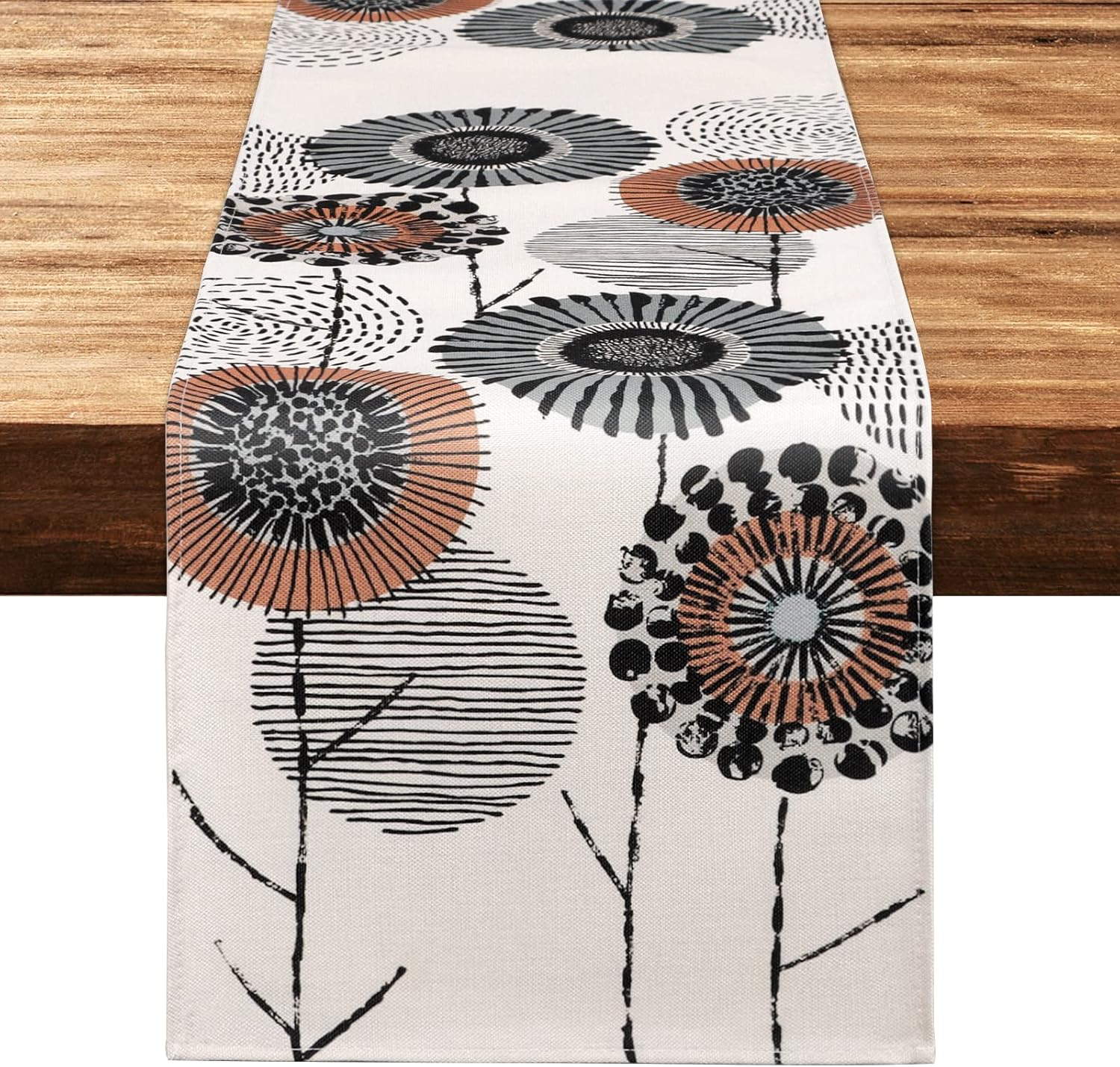 Bloemen-tafelloper, wasbare tafeldecoratie, 32 x 180 cm, lente- en zomer-tafelloper, moderne decoratieve tafeldecoratie voor eetkamer en keuken
