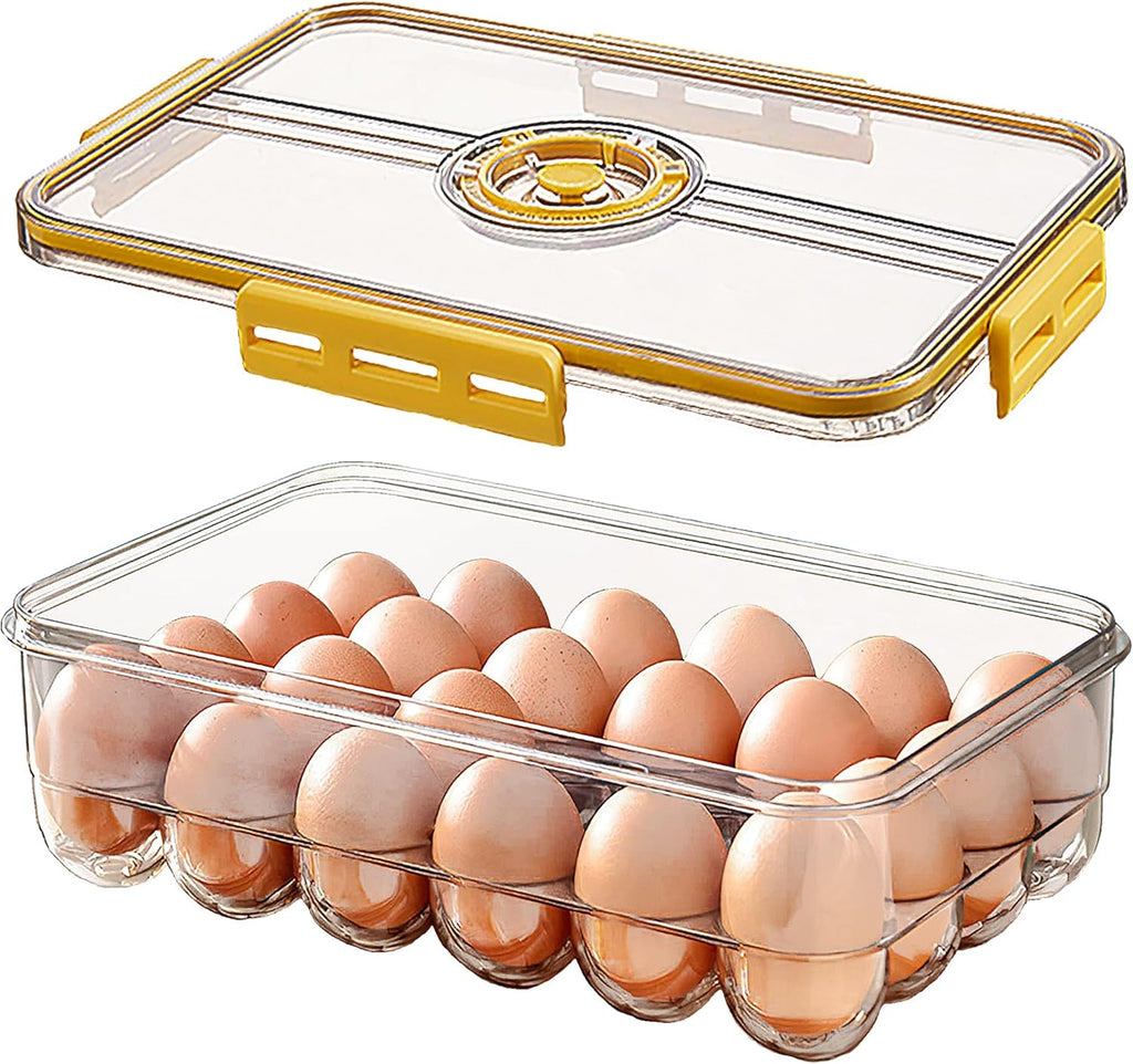 Eierhouder, eierhouder voor in de koelkast, eierbewaardoos voor in de koelkast, eierdoos voor 24 eieren, plastic vershouddoos, eierhouder voor in de koelkast met deksel (