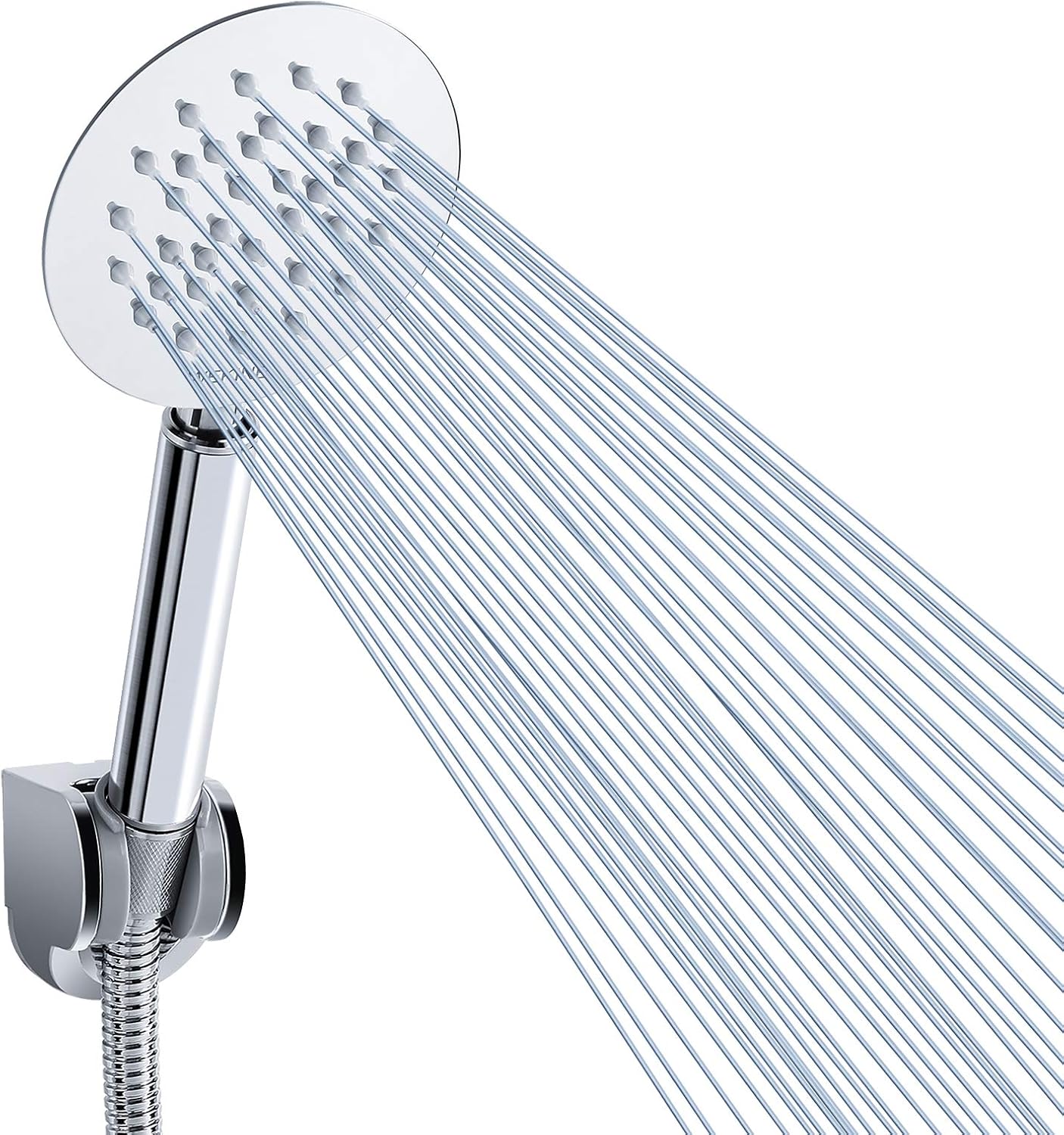 Volledig metalen handdouche, hogedruk douchekoppen, eenvoudige chromen handdouche met teflonband, hoge doorstroming ook bij lage waterdruk, rond