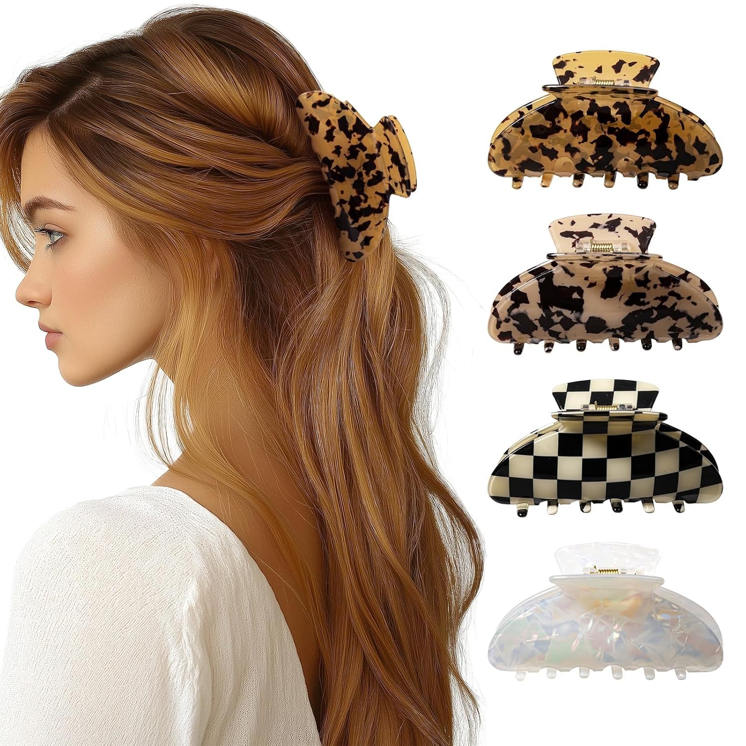 4 stuks haarspeldjes voor dames, sterke grip, haarspeldjes, haarspeldjes, dames, haarspeldjes, haarnadels voor dun en dik haar, vrouwen en meisjes, 9008 A
