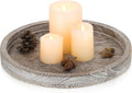 Rond houten dienblad, houten dienblad decoratie – 30 cm kaarsenplateau in landhuisstijl, decoratief dienblad, rustieke tafeldecoratie, salontafel, kandelaar