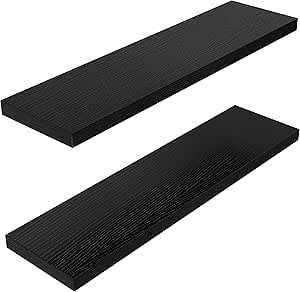 Zwarte planken 60 cm, wandplanken set van 2, zwevende plank met een draagvermogen tot 20 kg, laklaag is gelijkmatig voor Arb