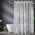 Schimmelwerend douchegordijn 180 x 200 cm met 3 sterkere magneten aan de onderkant, transparant met 3D-kiezelpatroon, waterdicht EVA-kunststof douchegordijn voor