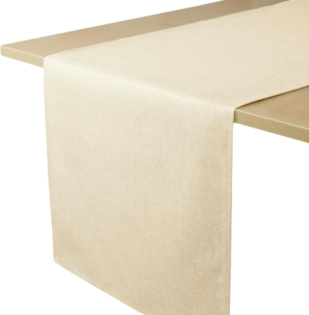 Tafelloper, waterafstotend, linnenlook, vlekbestendig, wasbaar, tuintafelkleed, tafelkleed voor buiten, voor eettafel, naturelbeige, 30 x 10