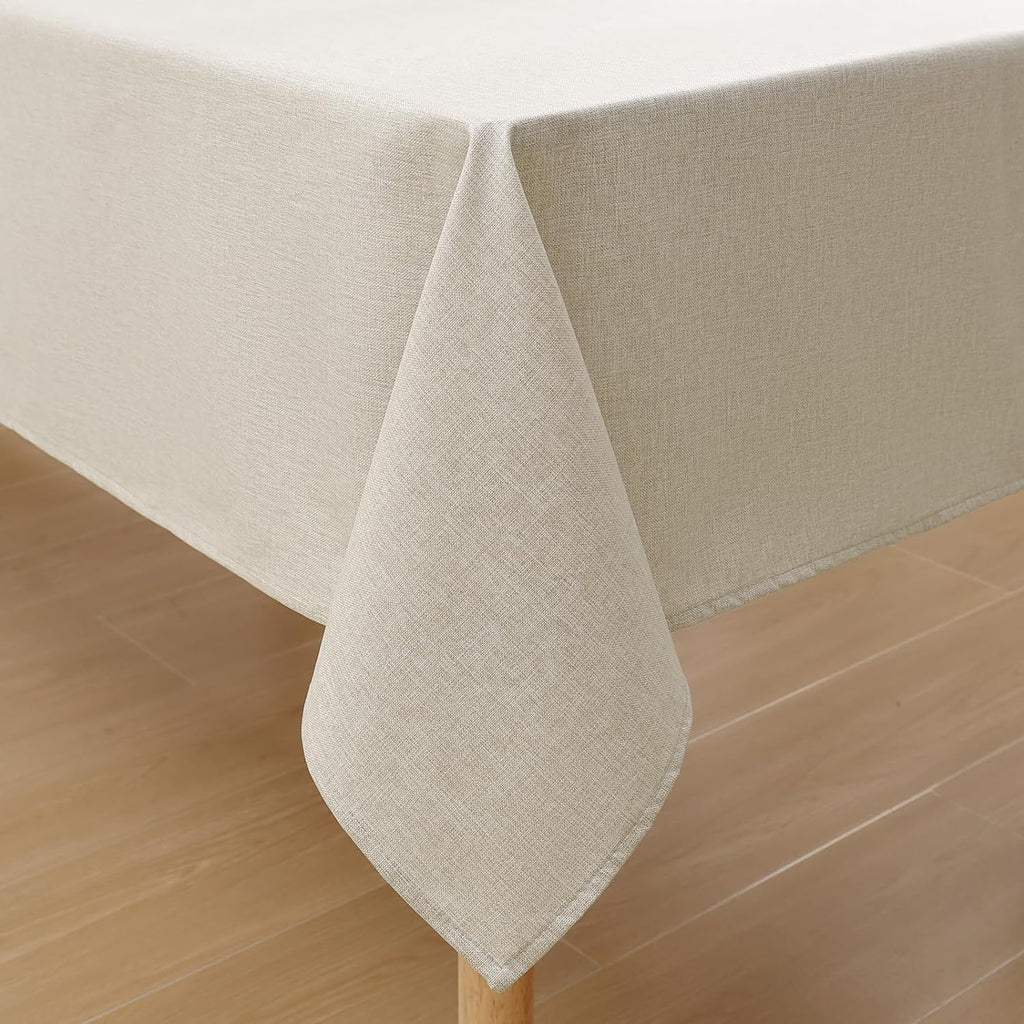Tafelkleed, waterafstotend, lotuseffect, wasbaar, tafelkleed in linnenlook, vuilafstotend, vierkant, 100 x 140 cm, beige