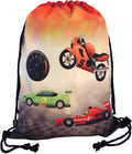 Kindersporttas raceauto – 40 x 32 cm – sportkleding waterfles – kleuterschool, school, stoffen tas kinderdagverblijf – rugzak, tas, sportrugzak, sporttas B