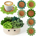 Haakset voor beginners, haakstarterset, bloempot-plant-haakset voor beginners, voor doe-het-zelf-knutselprojecten met haaknaalden, kleurrijk garen,