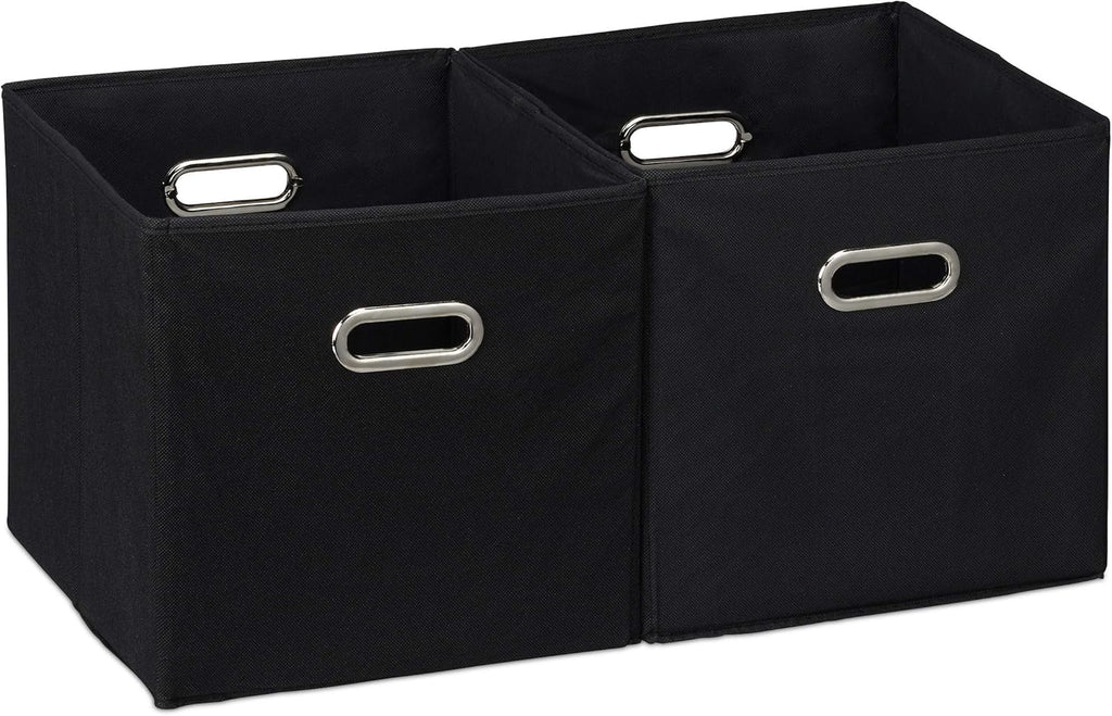 Set van 2 opbergdozen met handvat, opvouwbare stoffen doos zonder deksel, kubus, 30 cm