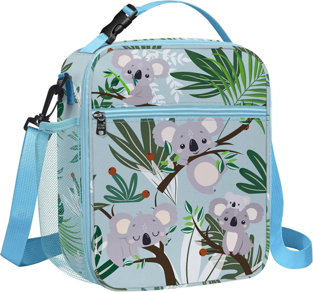 Groene koala-koeltas voor kinderen, kleine koeltas voor jongens en meisjes met flessenhouder, waterdichte lunchtas voor picknick en school
