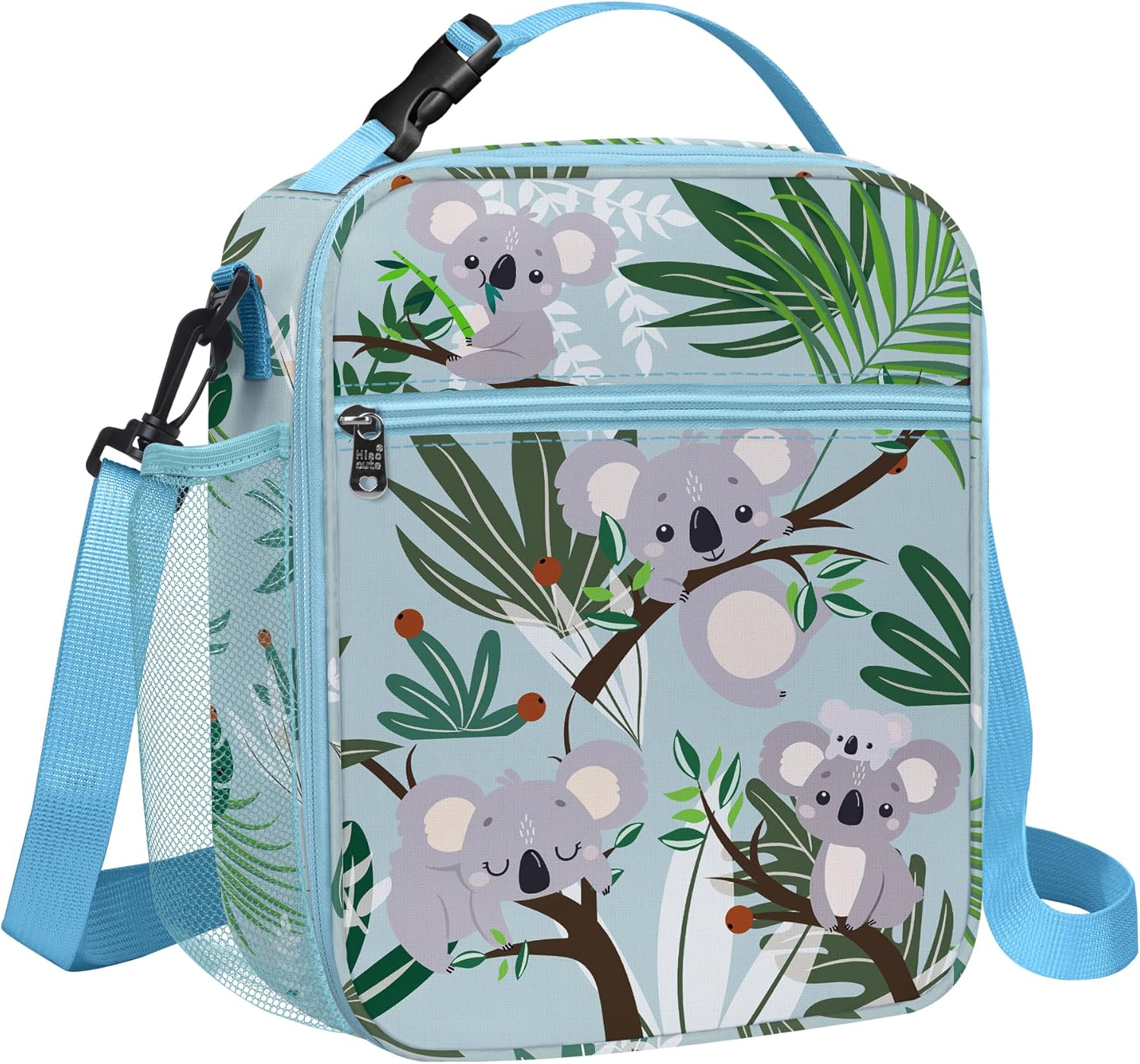 Groene koala-koeltas voor kinderen, kleine koeltas voor jongens en meisjes met flessenhouder, waterdichte lunchtas voor picknick en school