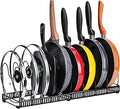 Pannenhouder voor lade, uitbreidbare pannenorganizer, dekselhouder met 10 verstelbare scheidingswanden, perfect voor potten en deksels, zwart