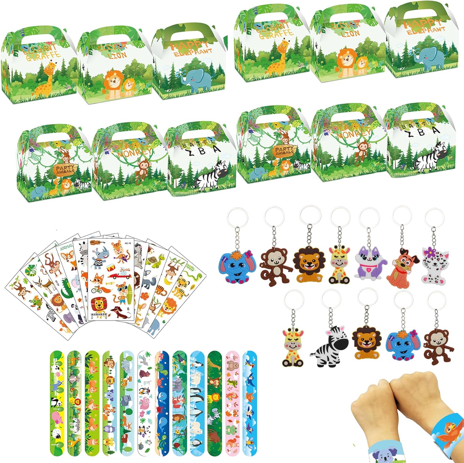 Jungle-verjaardagscadeau, kinderfeestje, gastgeschenken, 48 stuks, feestcadeaus, kinderfeestset, feestcadeaus, kinderen, cadeau, kind
