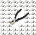Pakket van 40 zilveren lanyard-blanks met sleutelring en 1 vouwtang, voor 25 mm breed bandmateriaal