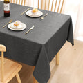 Tafelkleed in linnenlook, wasbaar, lotuseffect, vierkant, 140 x 140 cm, linnen doek, waterafstotend, vlekbestendig, donkergrijs