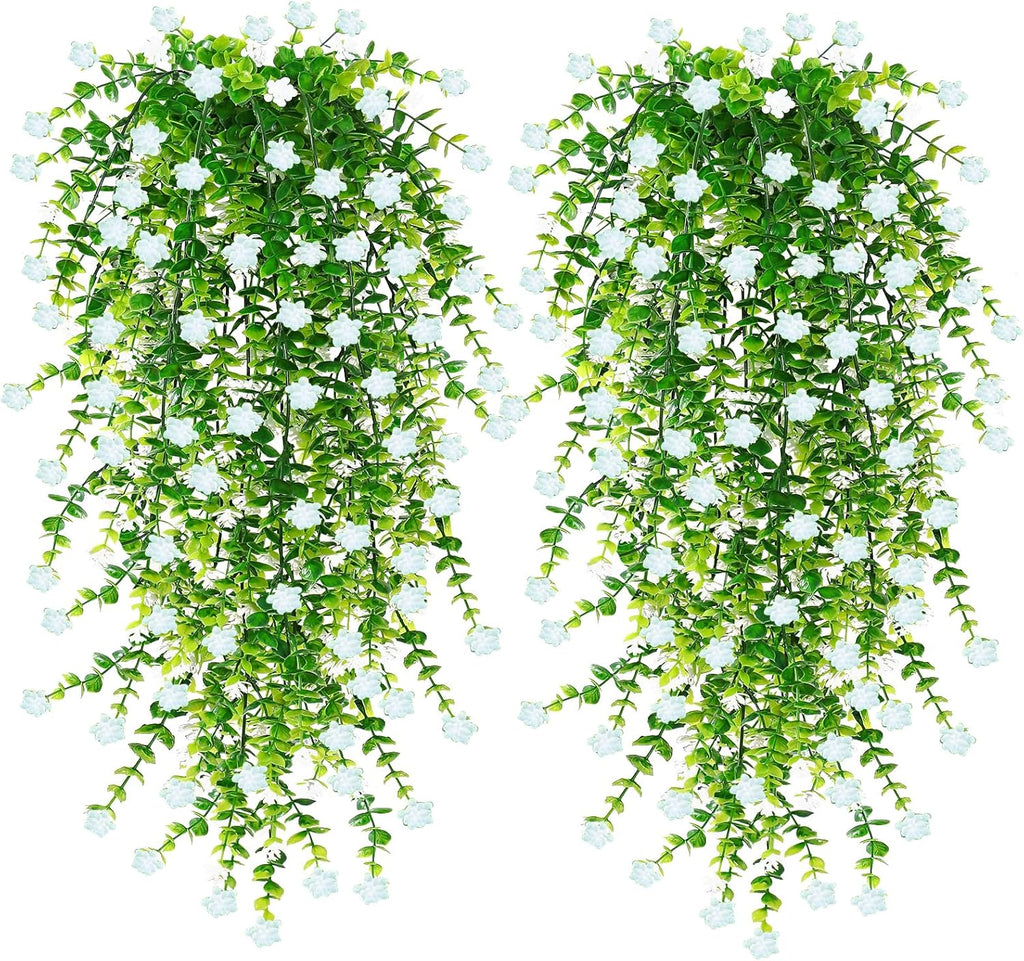 6 stuks kunstbloemen, voor buiten, weerbestendig, UV-bestendig, hangende kunstbloemen, balkonplant, kunstbloemen voor buiten, balkonbak, tuin, wit