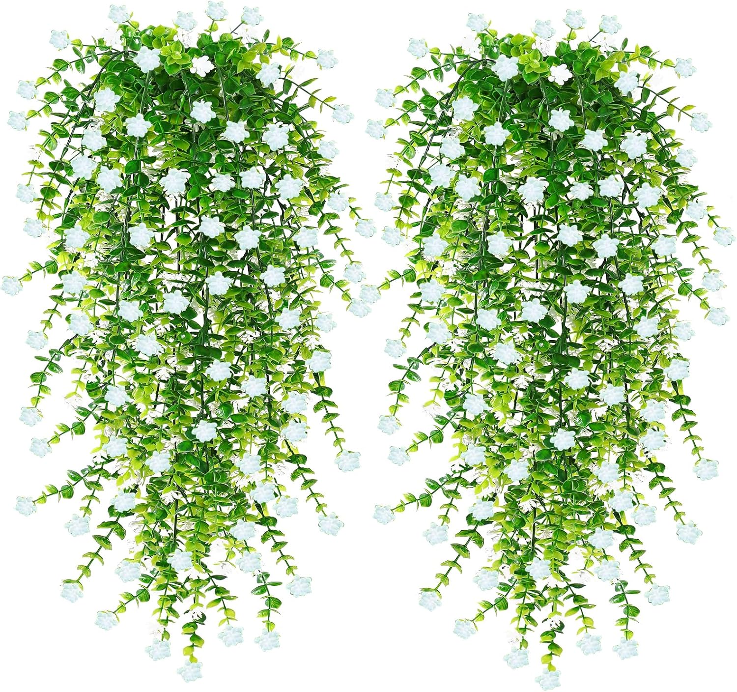 6 stuks kunstbloemen, voor buiten, weerbestendig, UV-bestendig, hangende kunstbloemen, balkonplant, kunstbloemen voor buiten, balkonbak, tuin, wit
