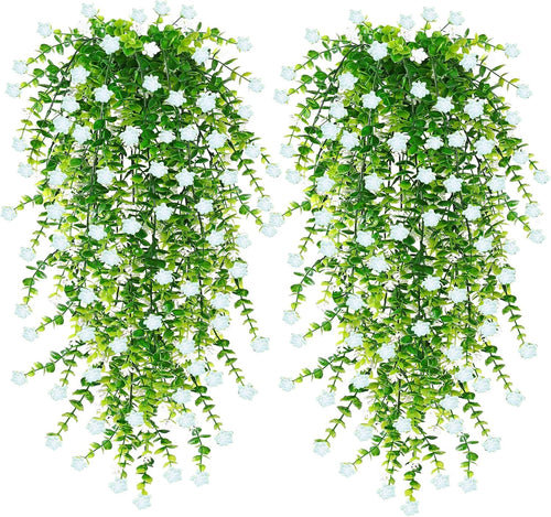 6 stuks kunstbloemen, voor buiten, weerbestendig, UV-bestendig, hangende kunstbloemen, balkonplant, kunstbloemen voor buiten, balkonbak, tuin, wit