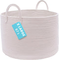 Opbergmand, speelgoedmand, wasmand, gevlochten, katoen, met handvatten, handdoekenmand voor de badkamer, gevlochten opbergmand voor de woonkamer, 50 x 33