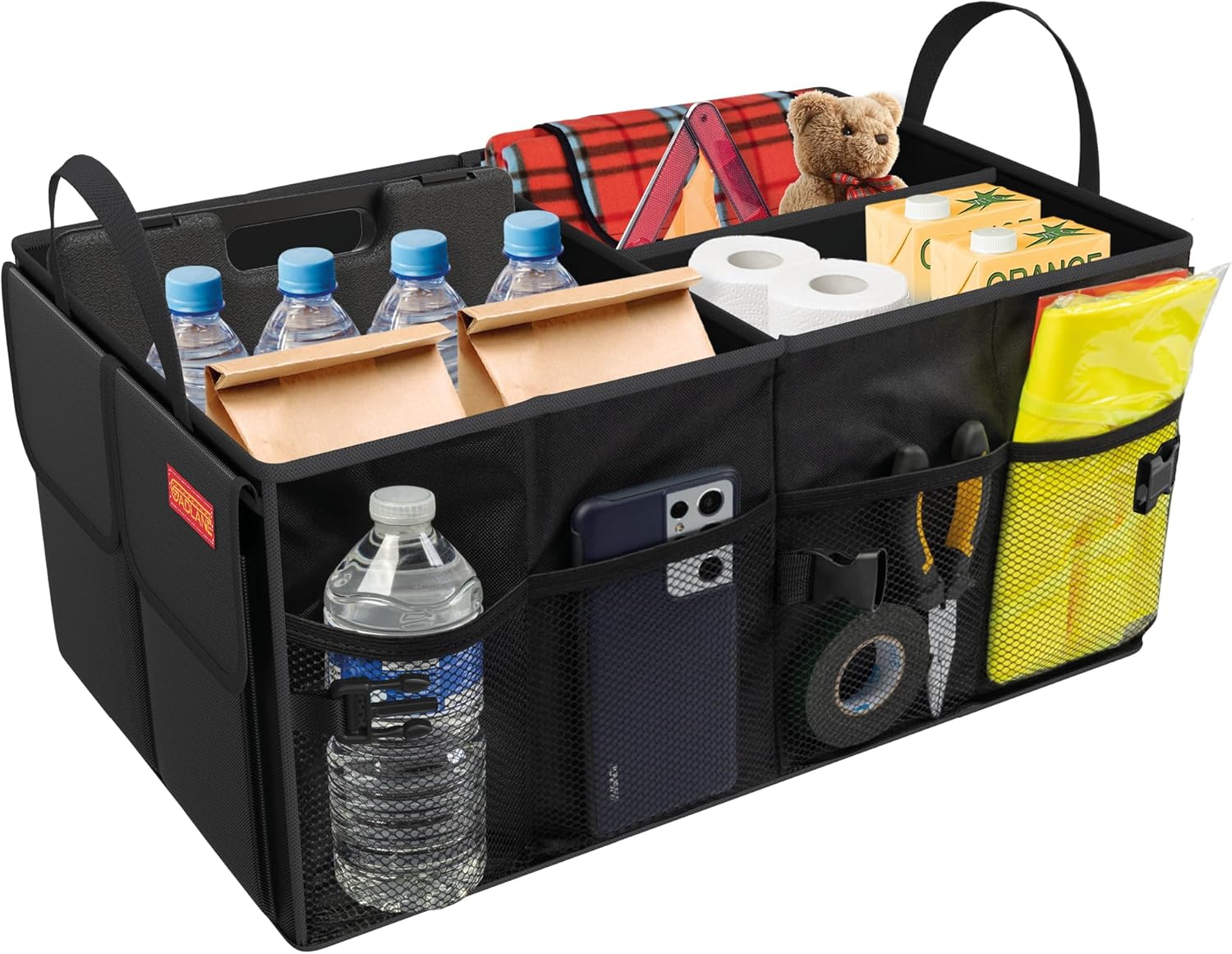 Grote kofferbakorganizer, kofferbakbox, stevige, opvouwbare boodschappentas, gereedschapshouder – Zwart – 50 cm x 38 cm x 26 cm