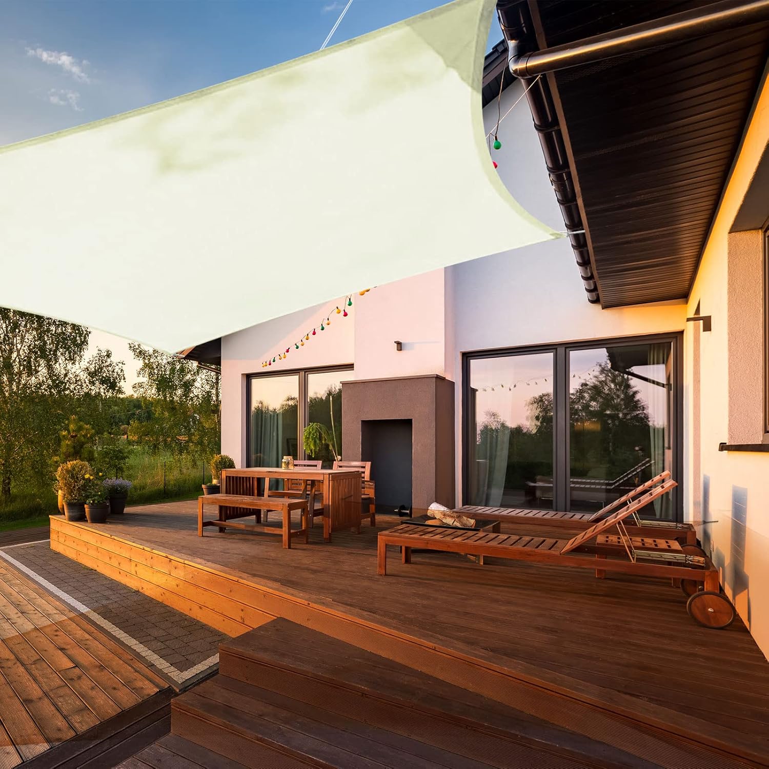 Zonnescherm, waterdicht, rechthoekig, vierkant, 3 x 3 m, zonwering, waterafstotend, hoogwaardig PES-polyester met UV-bescherming voor balkon, tuin, terras