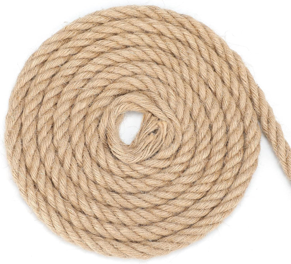 14 mm dik jute touw, 10 m tuin-hennep touw, bruin jute touw voor krabpaal, 14 mm rustiek decoratief hennep touw voor doe-het-zelf-projecten, ophangen en D