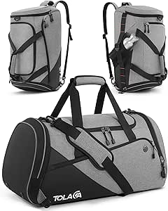 47L sporttas, grote sporttas, rugzak met schoenenvak en natvak, weekreistas, duffelbag, fitness- en trainingstas voor heren en dames, sportschool, R