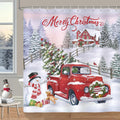 Douchegordijn Kerstvrachtwagen Kerstboom Kerstman Winterdouchegordijnen 180 x 180 cm Schimmelbestendig Waterdicht polyesterweefsel Wasbaar Badkamer