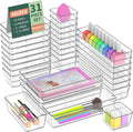 Lade-inzetstuk, lade-organizer, 31-delige kaptafel-organizer in 4 maten, lade-organizer, make-up-organizer, lade-organizersysteem voor het bureau,