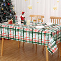 Kersttafelkleed, afneembaar tafelkleed, keukendecoratie, tafelkleed met Vichy-ruitjespatroon, waterbestendig tafelkleed voor de eetkamer, kersttafelkleed S