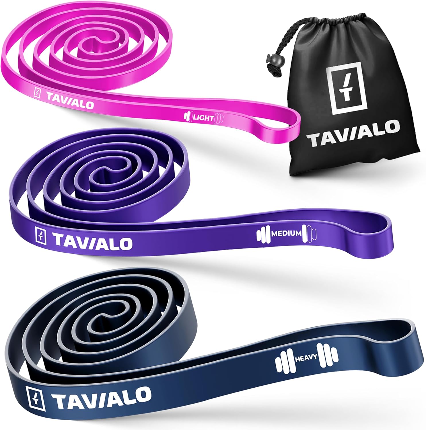 Weerstandsbandenset met 3 weerstanden, fitnessbanden van natuurlijk latex, weerstandsbanden voor spieropbouw, fitnessstudio, crossfit, thuisgebruik, inclusief draagtas