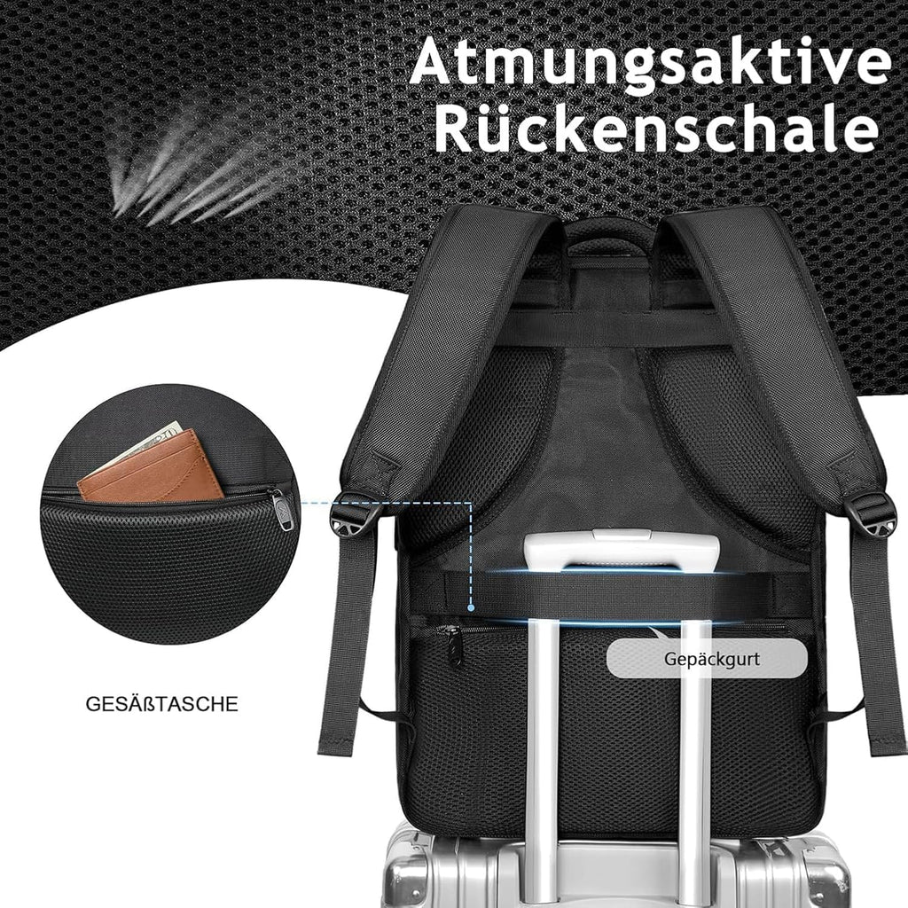 Handbagage Reisrugzak 55x35x20 cm – Laptopvak, Schoenenvak & Anti-diefstal