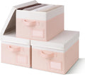 Opbergdozen met stoffen deksel, set van 3 Opbergdozen met deksel voor kasten, roze opbergdozen met deksel, opbergmand voor kledingkasten, opvouwbare organizer