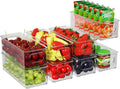 Koelkast-organizerset, 8-delig, stapelbare opbergdozen, kleine koelkastdozen met handvat, transparante bakjes voor keuken, kasten, vriezer, voorraadkast – BPA-vrij