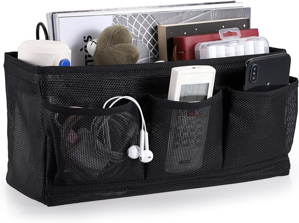 Hangend opbergnet voor het bed, opbergnet voor studentenhuizen, multifunctionele organizer voor thuis, kantoor, school, studentenhuis, ziekenhuis, zwart