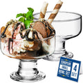 Luxe glazen ijscoupes, 265 ml, ijscoupes, 100% loodvrije dessertschaaltjes met bodem, trifle-, parfait-, ijs- en dessertcoupes voor fruit, voorgerechten