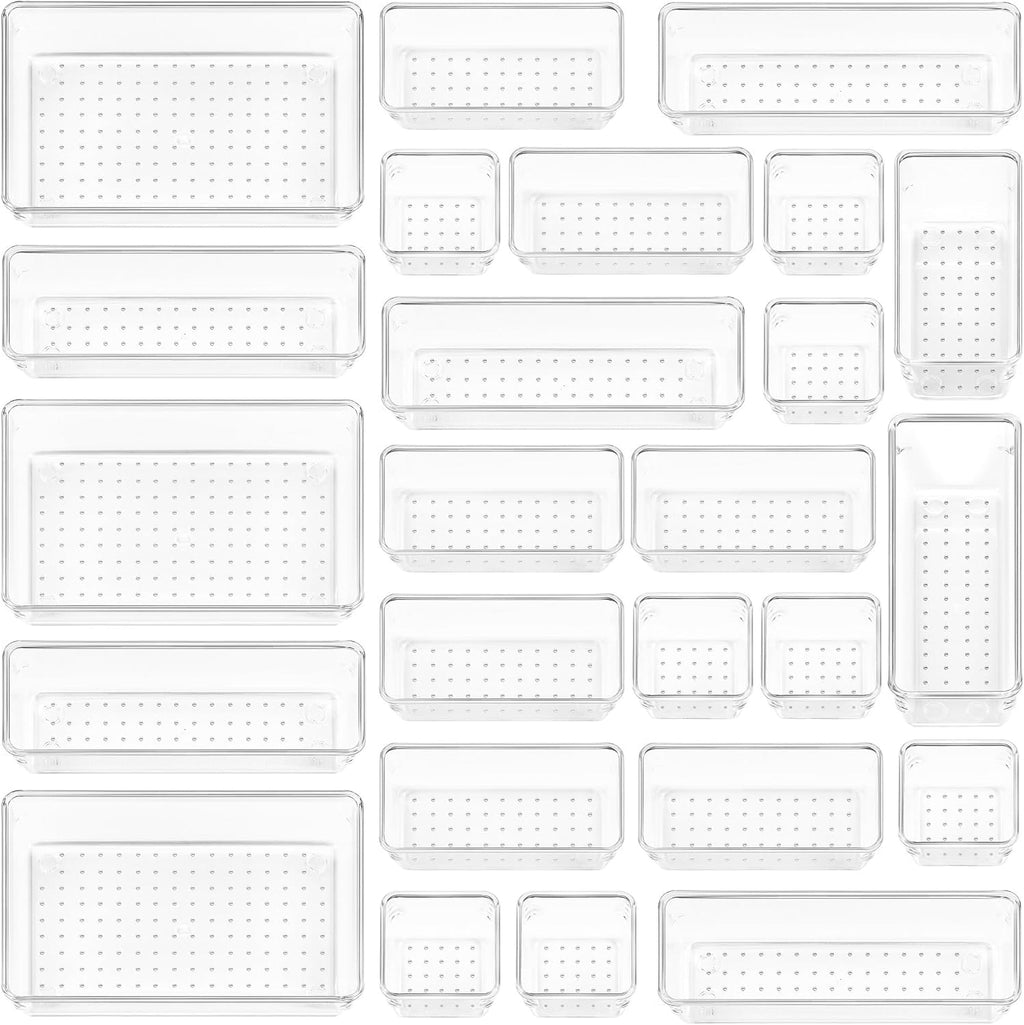 25-delige lade-organizer in 4 maten, make-up-organizersysteem, kaptafel-organizer, bruikbaar voor make-up, keuken, badkamer, kantoor, kleedkamer