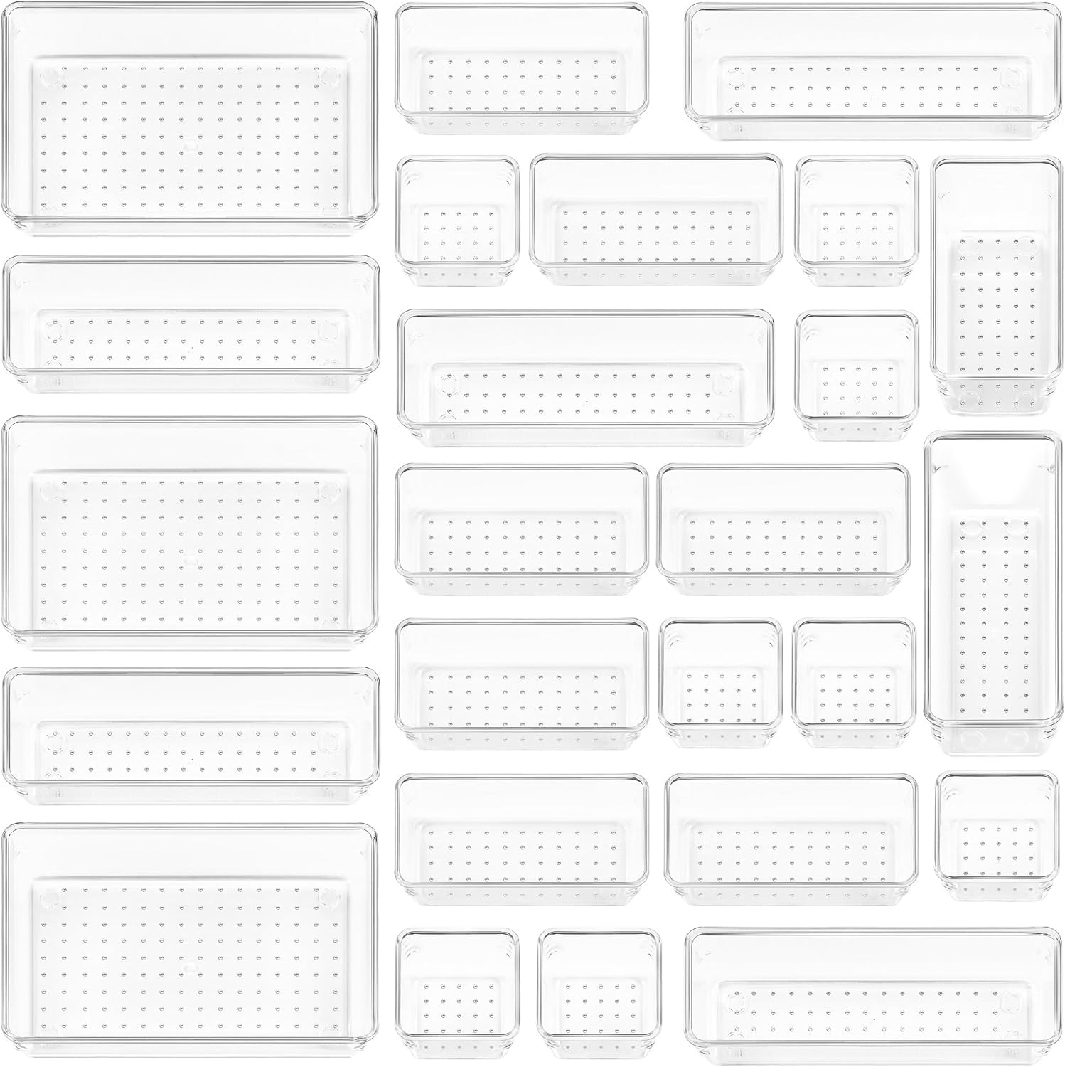 25-delige lade-organizer in 4 maten, make-up-organizersysteem, kaptafel-organizer, bruikbaar voor make-up, keuken, badkamer, kantoor, kleedkamer