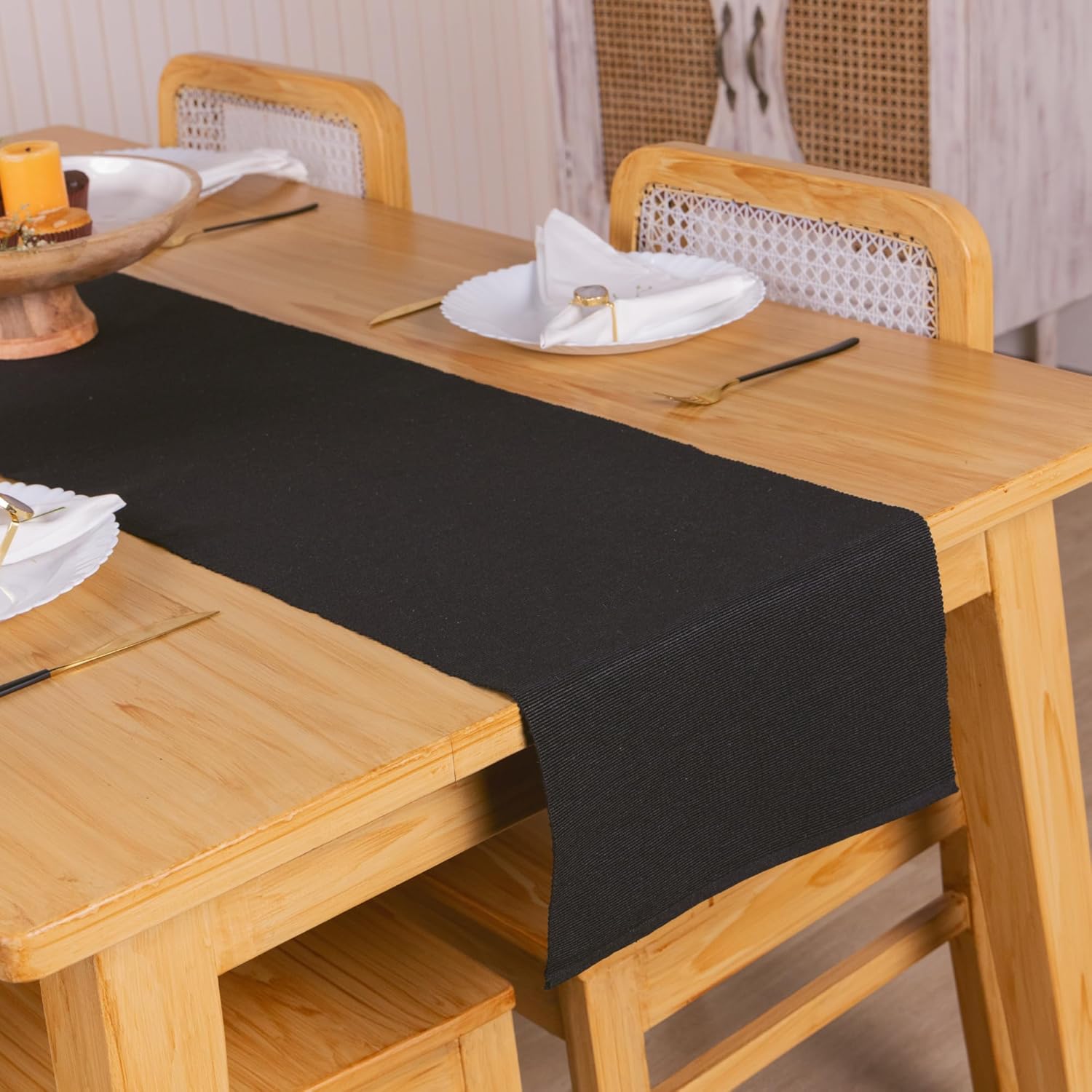 Zwarte tafelloper 13 x 72 inch – Feestartikelen voor thuis, woonkamer decoratieartikelen voor de eettafel