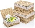 3-delige opbergmand met deksel, decoratieve mand, gevlochten, ruimtebesparende manden, opbergruimte, badkamer, geschenkmand, gevlochten opbergbox met uittrekbaar deel