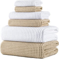 430 GSM microvezel handdoekenset – sneldrogend & pluisvrij – wafelstructuur – extra groot – 152 x 76,2 cm – 6-delig